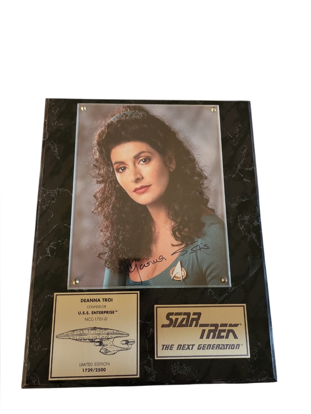 Marina Sirtis Deanna Troy Autograph 1729/2500 Limited Edition Plaque w/ Receipt